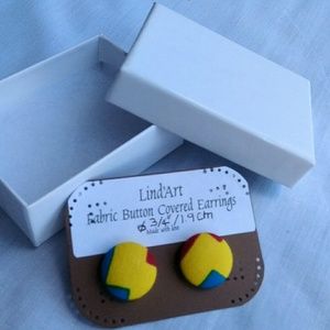 Fabric button covered earrings